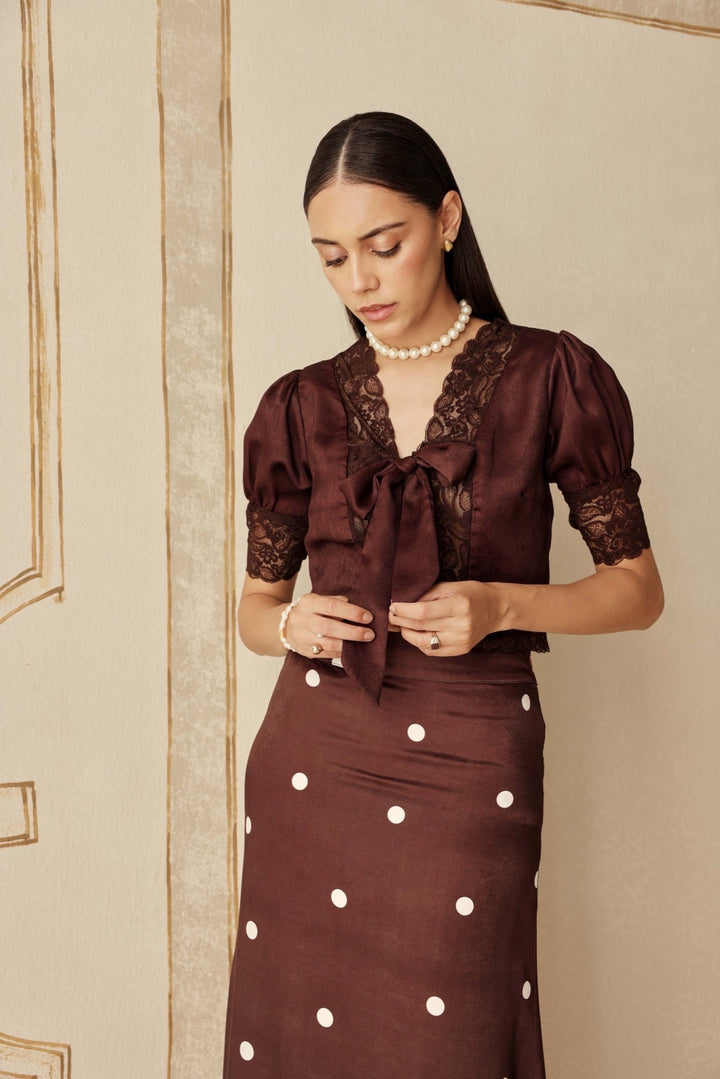 Colette Lace Bow Top - Sage By Mala