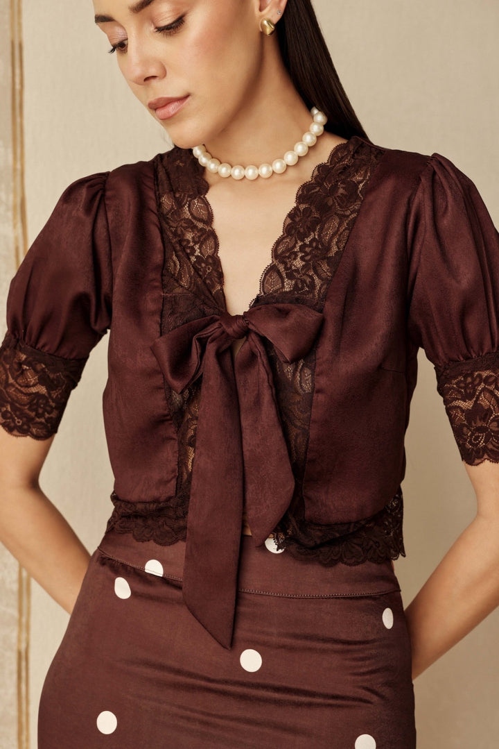 Colette Lace Bow Top - Sage By Mala