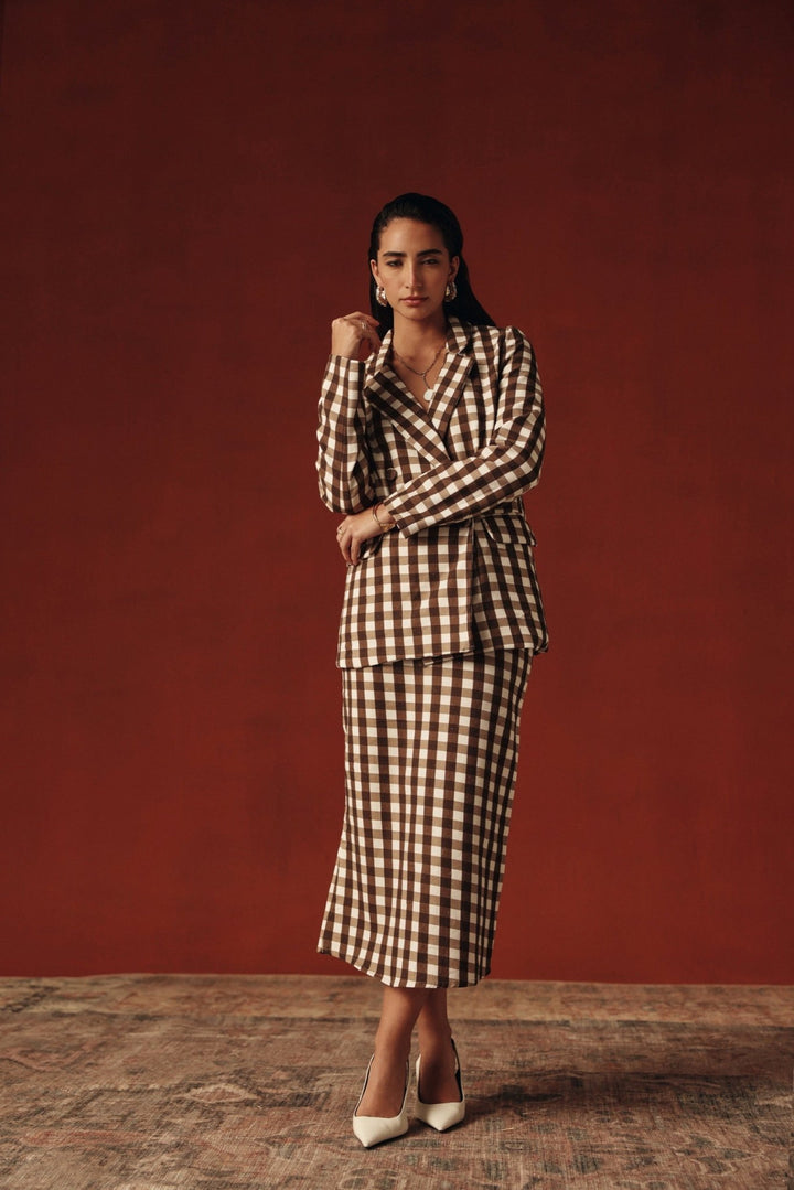 Vichy Blazer - Sage By Mala