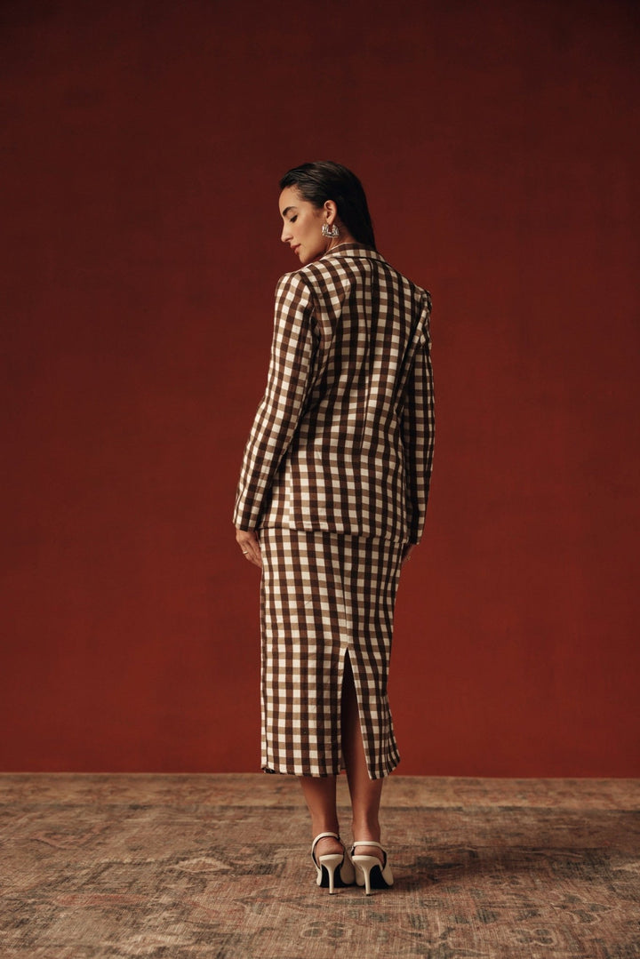 Vichy Blazer - Sage By Mala