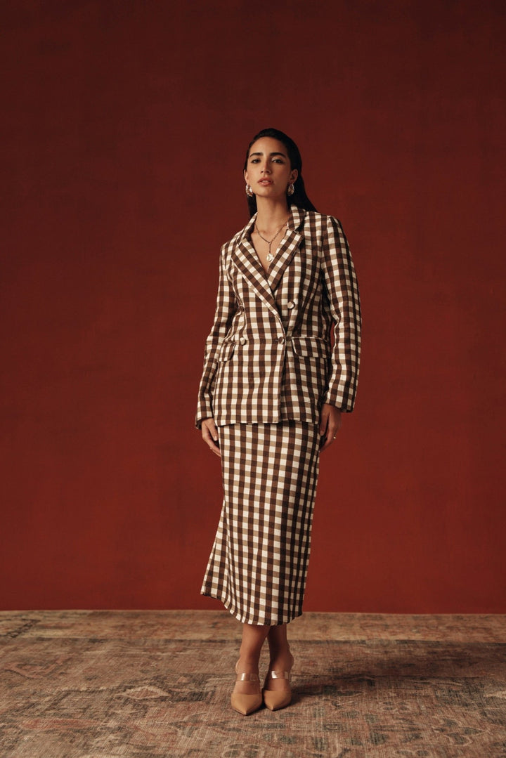 Vichy Blazer - Sage By Mala