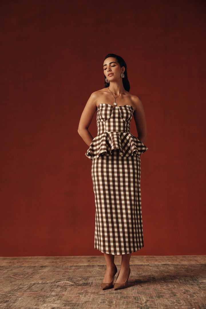 Vichy Pencil Skirt - Sage By Mala