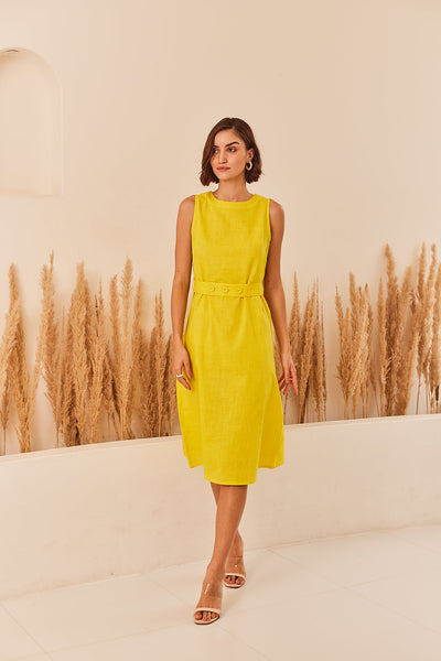 knee length dresses for ladies Crescent Kate Fit And Flare Back Tie Midi Dress | Wild Dove Boutique